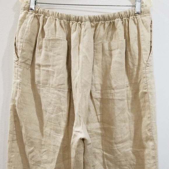 Bridge water studio tan100% linen capri pants set - Picture 5 of 16